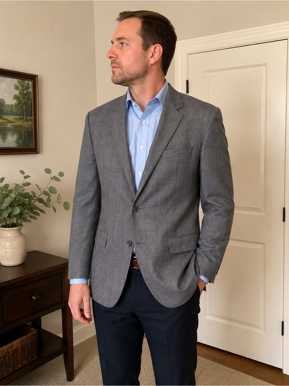 Robert Talbott Gray Windowpane Sport Coat and Pants.